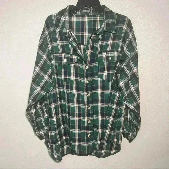 Missguided oversized shirt in green check Size 10 - Picture 3 of 4